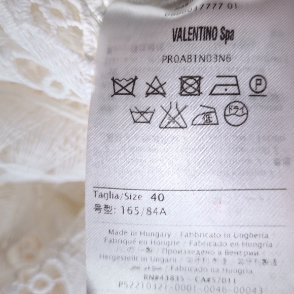 Valentino white lace blouse Henley style button collar cuff sleeves 40 EU - Picture 4 of 5